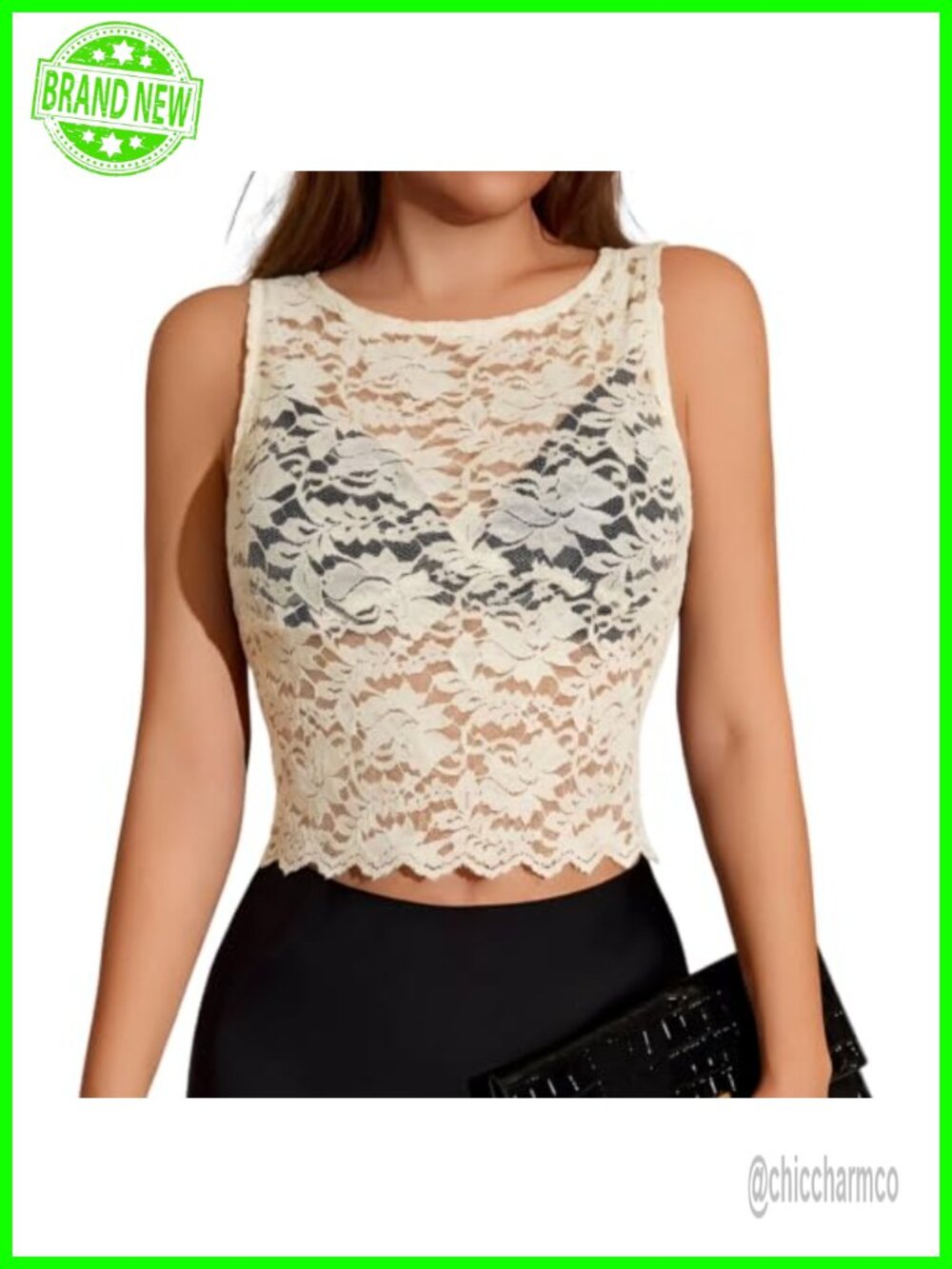 Women Sheer Lace Crop Tank Top Slim Fit Sleeveless Mesh Camisole Summer